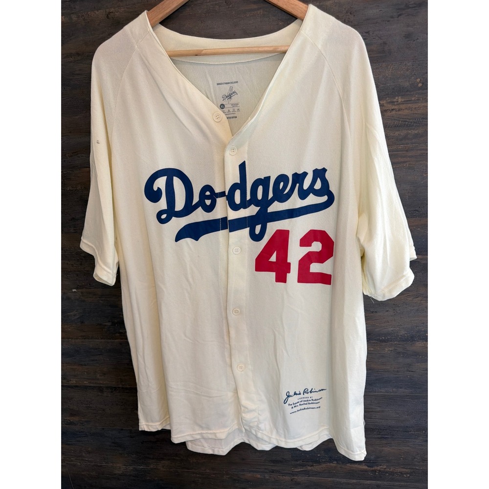 Dodger Stadium Exclusive Jackie Robinson 42 Jersey Cream XL Limited Edition